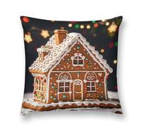 Throw Pillow Covers Sweet Gingerbread House Double-Sided Farmhouse Cushion Covers Decorative Throw Pillowcase with Hidden Zipper Lumbar Pillow Cover for Sofa Bed Living Room Outdoor Decor 16 "x16 "