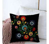 Throw Pillow Covers Traditional Decor Poland Polish Retro Flower Folk Pattern Old Seasonal Hungarian Vintage Nature Cushion Case Colorful Chair Pillowcases, For Sofa, Couch, 45x45cm