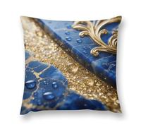 Throw Pillow Covers Turquoise Gold Marble Double-Sided Farmhouse Cushion Covers Decorative Throw Pillowcase with Hidden Zipper Lumbar Pillow Cover for Sofa Bed Living Room Outdoor Decor 12 "x12 "