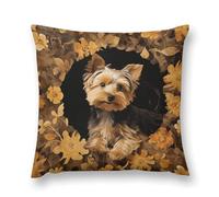 Throw Pillow Covers Yorkshire Terrier in The Cave Double-Sided Farmhouse Cushion Covers Decorative Throw Pillowcase with Hidden Zipper Lumbar Pillow Cover for Sofa Bed Living Room Outdoor Decor 18 "x1