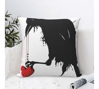Throw Pillowcase Blackbird With Heart Crow Pillowcase Super Soft Cushion Covers Wrinkle Cushion Cover For Livingroom Sofa Bed Office 45X45 Cm