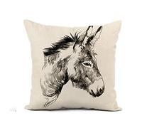Throw Pillowcase Brown Mule Donkey Sketch Graphics Monochrome The Head Horse Cushion Covers Smooth Pillow Cover For Sofa Bed Bedroom Livingroom 45x45 CM