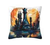 Throw Pillowcase Chess Abstract Geometric Art Blue Pillowcase Gifts For Women Cushion Covers Smooth For Sofa Bed Garden Bedroom 45X45 Cm