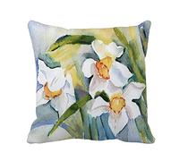Throw Pillowcase Colorful Abstract Daffodil Watercolor Bouquet Brushstrokes Color Creative Easter Cushion Covers Super Soft Pillowcase For Garden Livingroom Sofa Bed 45x45 CM