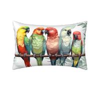 Throw Pillowcase Colorful Parrots On Tree Cushion Covers Smooth Pillow Cases Wrinkle Pillowcase For Sofa Bed Livingroom Garden S
