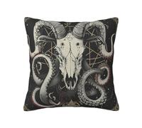 Throw Pillowcase Goat Skull Oc-Topus Occult Sacred Geometry Style Pillowcase Gifts For Women Pillow Cases Wrinkle For Bedroom Sofa Bed Livingroom 45X45 Cm
