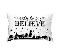 Throw Pillowcase In This House We Believe Jesus Christmas Quotes Pillowcase Wrinkle Pillow Cover Smooth Pillow Cases For Bedroom Office Sofa Bed L