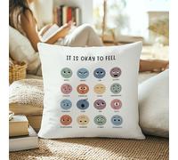 Throw Pillowcase Mental Health It Is Ok To Feel Emotion Pillow Cover Wrinkle Pillow Cases Smooth For Bedroom Livingroom Garden 45X45 Cm