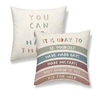 Throw Pillowcase Rainbow Classroom Boho Preppy Blue Crimson Cushion Cover Smooth Pillowcase Super Soft For Sofa Bed Bedroom 2 Piece 45X45 Cm