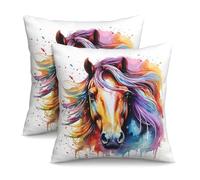 Throw Pillowcase Splash Horse Head Pillowcase Smooth Cushion Cover Gifts For Women Cushion Covers For Bedroom Sofa Bed Garden 2 Piece 45x45 CM