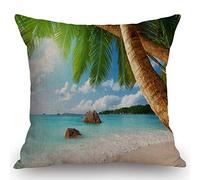 Throw Pillowcase Tropical Palm Tree Anse Lazio Beach At Praslin Island Pillow Cases Super Soft Cushion Cover For Bedroom Livingroom Sofa Bed 45x45 CM