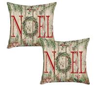 Throw Pillowcase Vintage Wooden Plank Noel Merry Christmas Cushion Cover Gifts For Women Set Of 2 Pillow Cases Super Soft Pillowcase For Bedroom Sofa Bed 45X45 Cm