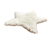 Throw Rug, 23.6x23.6 Inch Star-Shaped Acrylic Fluffy Rug with Anti-Slip Backing, Washable Plush for Restaurant, Home and Hotel White Plush