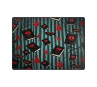 Throw Rugs 4x5 Comfy Carpet for Bedroom for Bedroom Dining Room Farmhouse Nursery Home Office (4'x5' Natural)-Halloween Red Devil's Eye Blood Handprint