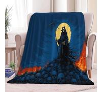 Throw Sherpa Fleece Blanket Death Under The Fantasy Starry Sky Navy Blue, Non-Shedding, All-season blanket, Cozy Throw for Couch Sofa or Bed - Ideal for Adults Kids Room Décor Gift