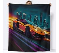 Throw Sherpa Fleece Blanket Highway Car Blue-Purple, Non-Shedding, All-season blanket, Cozy Throw for Couch Sofa or Bed - Ideal for Adults Kids Room Décor Gift