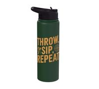 Throw Sip Repeat - Funny Axe Throwing Stainless Steel Insulated Water Bottle