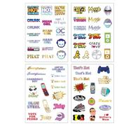 Throwback 2000s Y2K Theme Temporary Tattoos - 4 Sheets - Funny 2000s Party Favors, Decorations and Supplies