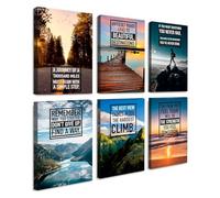 Throwbacktraits Canvas Motivational Wall Art - Set of 6 Inspirational Prints with Uplifting Phrases & Vibrant Images, Eco-Friendly & Framed, Ready to Hang for Office Wall Decor, Living Room & Bedroom