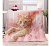 Throws Blanket Animals Orange Cat Pink Wedding Dress 130x150 cm Soft Fluffy Blanket, Fleece Blanket, Sofa Blanket, Bedspread, Light and Breathable Travel Blanket fit All Season