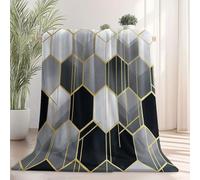 Throws Blankets 100×130 cm, Geometric Lines Hexagon Watercolor Luxurious Super Soft Warm Cosy Sofa Settee Bed Fleece, White Anti Allergy Kids Adults Blankets for Chair Office Plush