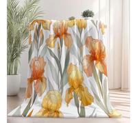 Throws Blankets 220×240 cm, Watercolor Texture Iris Simple Luxurious Super Soft Warm Cosy Sofa Settee Bed Fleece, White Anti Allergy Kids Adults Blankets for Chair Office Plush