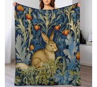 Throws Custom Blanket with Willi-am Morri Forest Rabbit Super Warm Coral Fleece Blanket for Mother Father Christmas Pink Blanket Gifts 60x80 Chinoiserie Oriental Office Bedroom Household Decor