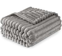 Throws for Sofa Bed, Grey Large 200 x 240 Cm Chunky Ribbed Cord Faux Fur Thick Osum Blanket Throw for Winter Ultra Soft Touch Cosy Warm Queen Blankets for Bedroom Living Room Couch