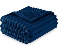 Throws for Sofa Bed, Navy Large 200 x 240 Cm Chunky Ribbed Cord Faux Fur Thick Osum Blanket Throw for Winter Ultra Soft Touch Cosy Warm Queen Blankets for Bedroom Living Room Couch