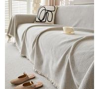Throws for Sofas Large Cream Waterproof Sofa Throw Blanket Soft Herringbone Chenille Tassels Blankets for Bed Settees Chair Slipcover 1 2 3 4 Seater Couch Cover - 180 x 260 cm