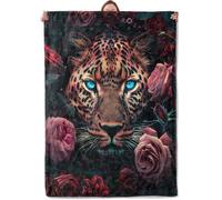 Throws Leopard Blue Eyed Wild Cat with Roses Flower Summer Quilt Office S