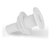 Thru Hull Fitting, 3/4in Plastic Marine Thru Hull Exhaust Fittings Boat Drain Outlet Plug White Marine Accessory Drain Outlet, Vent Plastic Thru-Hull Bilge Pump Drain Vent Hose Fitting