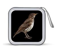 Thrush Gift for Bird Lover CD Case 40 Capacity Plastic DVD Storage Box Sleeves Zippered Wallet
