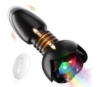Thrusting Anal Plug for Men Prostate Massager,Voice & Remote Control 5-in-1 Vibrating Butt Plug Dildo Vibrators with Dual Silicone Anal Toys, Adult Anal Sex Toys for Men Gay (Black)