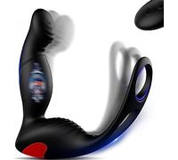 Thrusting Anal Toys Prostate Massaging 3-in-1 Sex Toys Anal Vibrators with Vibrating Cock Ring with Testicle Clitoral Stimulator Anal Butt Plug Penis Ring Sex Toys