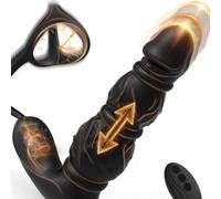 Thrusting Anal Vibrator with Realistic Texture - 3 Anal Beads Vibrating Anal Toys with Silicone Cock Ring, Multi-Functional Thrusting Male Sex Toy with Independent Local Buttons