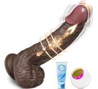 Thrusting Dildo Black 8.93 Inch Big Extra Thick Vibrator, Triple-Action Thrust Rotation & Vibrating 8 Modes, Brown Anal Dildo for Men Sex Toys for Woman Couples Gay, Suction Dildos Huge Anal Toys