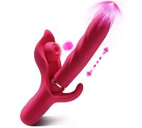 Thrusting Dildo Vibrator Sex Toys - 3-in-1 Rabbit Vibrator with 10 Thrusting & 10Flapping & 10 Vibration Modes, Adult Sex Toys Games for Women Couples Pleasure