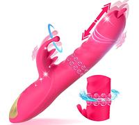 Thrusting G Spot Rabbit Dildo Vibrator, Tongue Licking Rotating Vibrating Women Couples Adult Sex Toys, Female Clitoris Vibrator Wand Stimulator Toy, Dildos Vibrators for Woman Her Pleasure