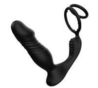 Thrusting Male Prostate Massager Vibrator Anal Butt Plug Dildo Sex Toys Black for Men