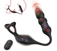 Thrusting Prostate Massager Anal Toys, Anal Plug Male Sex Toys for Men with 9 Vibrations, Vibrating Butt Plug Cock Ring with Remote Control, Male Vibrator Sex Toys4mens Adult Toys Vibrator Dildo
