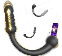 Thrusting Prostate Massager Dildo Wand, Anal Male Vibrator Adult Sex Toys | Vibrating Curved Double Ended Anal Beads, AI Sync Anal Butt Plug Trainer, APP Remote Control Sex Toy for Men Couples