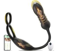 Thrusting Prostate Massager with Vibrating Cock Ring Sex Toys for Men, Anal Stimulation Dildo Prostate Massaging Device, APP Remote Control Penis Ring Vibrator for Adult Gay Couples
