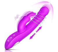 Thrusting Rabbit Rotating Clitoral Vibrator, Pulsing G Spot Dildo for Women with 3 Powerful Thrusting Speeds 11 Vibration Modes, Vagina Nipples Stimulator, Adult Sex Toys