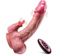 Thrusting Vibrator Dildo, 8.7" Heating Lifelike Suction Cup Dildo, Soft Realistic Licking Dildos Toys for Women Men with 7x8 Modes, Remote Control Adult Sex Toy G-spot Stimulation