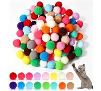 Thrymme 100 PCS Cat Pom Pom Balls, 2.5 Cm Polyester Super Soft Cat Ball to Encourage Play & Exercise for Indoor Kittens (Multicolor)