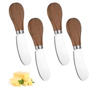 Thrymme 4 Pcs Butter Knife Spreader, Stainless Steel Butter Knives with Acacia Wood Handle for Soft Cheese, Jam, Charcuterie and Daily Kitchen Use