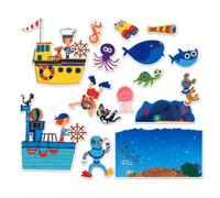 Thryvomniq Sailor Ocean Adventure Felt Story Set with Hook and Loop Dots | Flat Printed Felt Pieces for Ocean Storytelling Classroom Displays Group Activities and Quiet-Time Scene Building