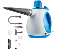 THS10 Handheld Steam Cleaner - 1050W Powerful Steam, 250ml Tank - Includes Crevice Tool, Flexible Hose, Brush Attachment, Microfiber Cloth - Compact Steam Cleaner for Home, Kitchen, Car - Blue