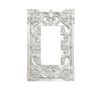 Thsanju 1 Gang Decorative Light Switch Cover Plate, Antique Silver Finish with 3D Embossed Floral Design, Victorian Vintage Style Wall Plate for Decora Rocker Switch, Includes Matching Screws